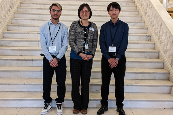 Pictured (l-to-r) Shishir Poudel, Dr. Yenling Chang, and Dijesh Shrestha pose for a photo at the South Dakota Capitol.
